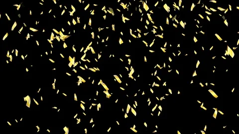 Shiny yellow confetti continuously falls to the bottom Stock Footage 121754093