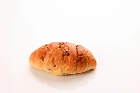 Shio Pan Salt Bread Isolated on White Table with Copy Space for Text Foto stock