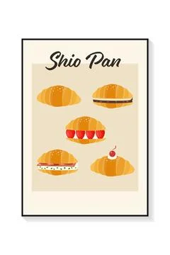 Shio pan set vector illustration in a poster frame. Stock-Illustration