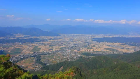 Shioda Plain and a View of Ueda City Видео 330610919