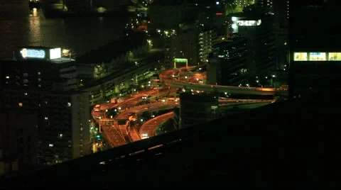 Shiodome road by night Stock Footage 910671