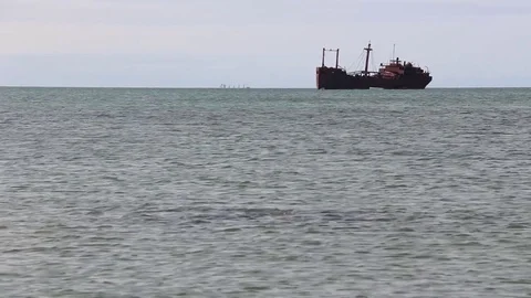 Ship abandoned at sea Stock Footage 81830313