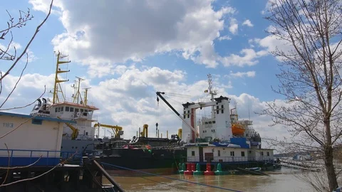 Ship Alongside The Shore Stock Footage 88415980