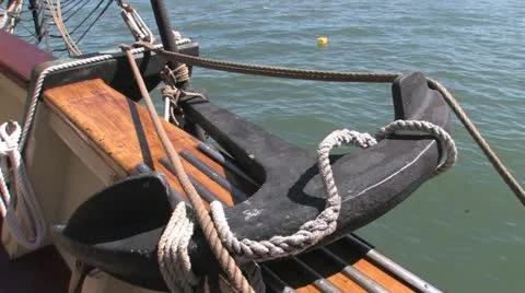 Ship anchor on board Stock Footage 11145513