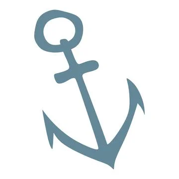 Ship Anchor Cartoon Flat Vector Illustration isolated on white background. .. Stock Illustration