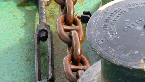 Ship anchor chains in work Stock Footage 125762398
