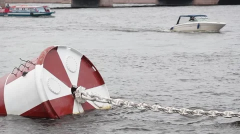 Ship anchor of The cruiser Aurora after a renovation parking on the Petrograd em Stock Footage 66421955