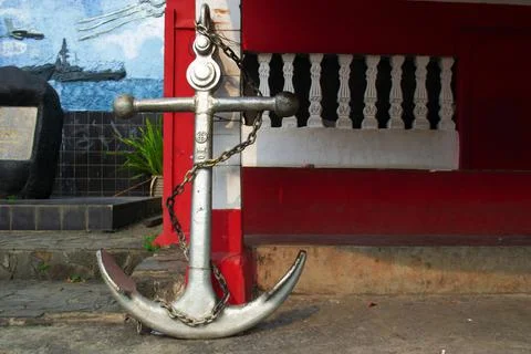 Ship anchor display concept Stock Photos