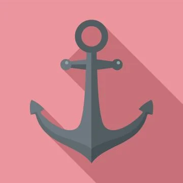 Ship anchor icon, flat style Stock Illustration