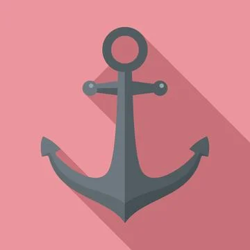 Ship anchor icon, flat style Stock Illustration
