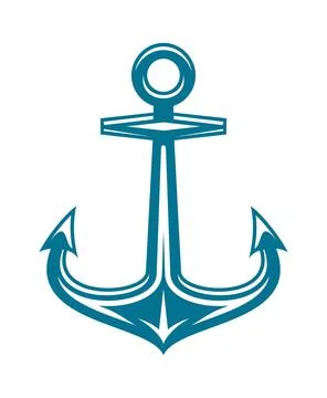 Ship anchor, marine object vector black silhouette Illustrazione stock