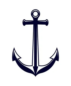 Ship anchor, marine object vector black silhouette Stock Illustration
