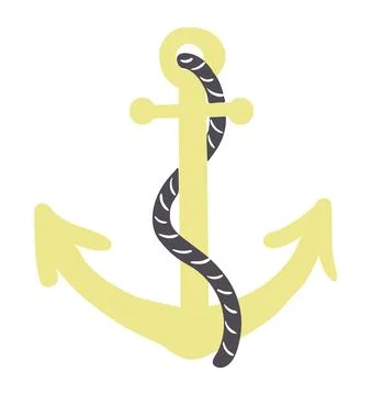 Ship anchor with rope illustration Stock Illustration