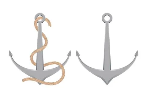 Ship anchor with rope vector illustration isolated on white background Stock Illustration
