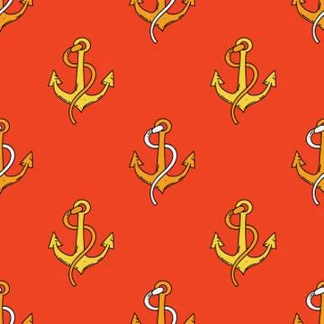 Ship anchor seamless pattern Stock Illustration