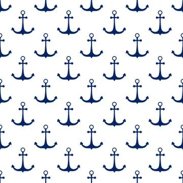 Ship Anchor , Seamless Pattern 스톡 일러스트