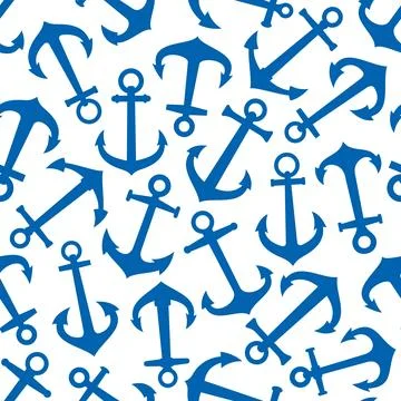 Ship anchor seamless pattern, marine background Illustrazione stock