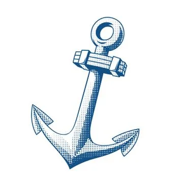 Ship anchor. Tattoo. Vector illustration. Steel marine emblem. Stock-Illustration