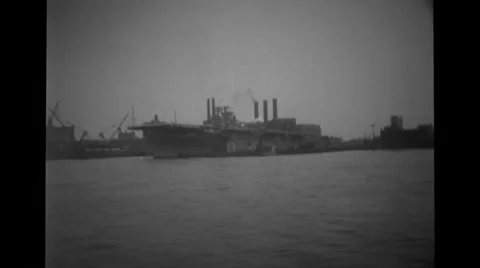 Ship anchored at harbour Stock Footage 37594217