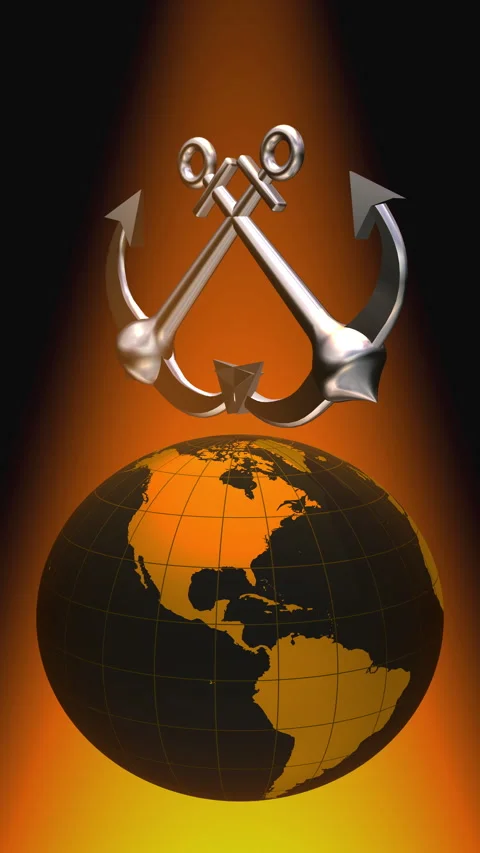 Ship anchors on the rotating Earth Stock Footage 346178497
