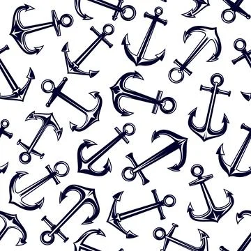 Ship anchors seamless pattern with nautical motif Stock Illustration