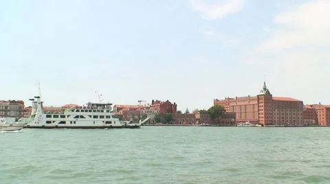 Ship and Boat in Venice Stock Footage 1038566