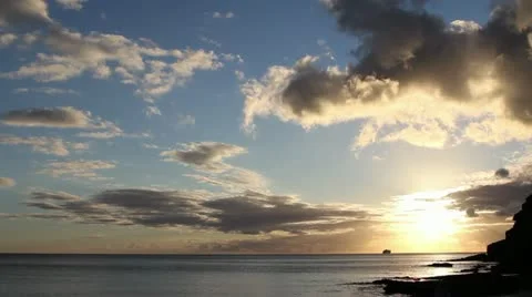 Ship and the Setting Sun Stock Footage 10829533