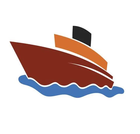Ship and wave logo design stock illustration Stock Illustration