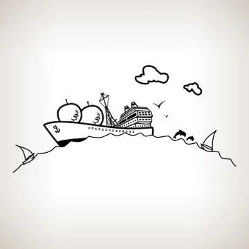 Ship with  antenna on a light background 스톡 일러스트