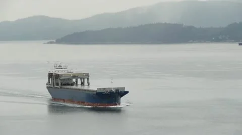 Ship Approaching Vancouver Stock Footage 10765327