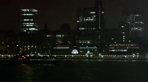 Ship arrives at night Stock Footage 45526373
