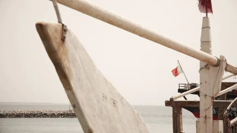 Ship with Bahrain flags on the coast Video stock 74167713