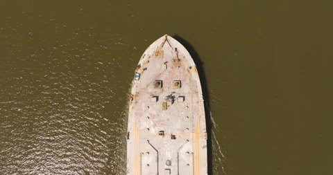 Ship Barge Hudson River Muddy Water Above Stock Footage 329804375