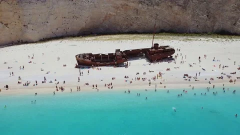 Ship on the beach of Zakynthos Stock Footage 172443698