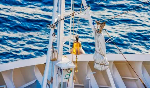 Ship bell on the deck of a passenger liner Stock Photos