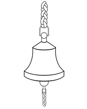 Ship bell - vector linear picture for coloring. Outline. Ship bell for signaling Stock Illustration