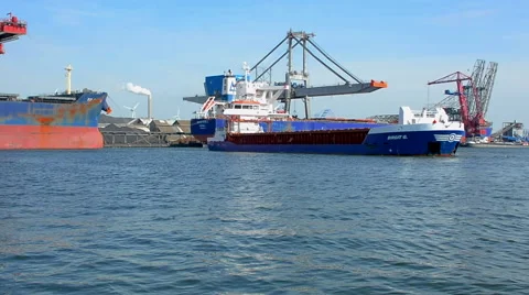 Ship Birgit G. sailing in port  Stock Footage 50041510