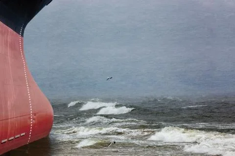 Ship in blizzard Stock Photos