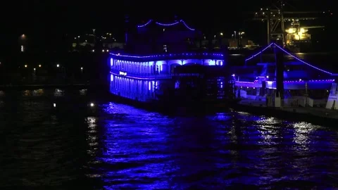 Ship In Blue Light Stock Footage 206049664