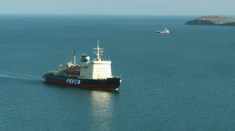 The ship is on the blue sea Video stock 24728149