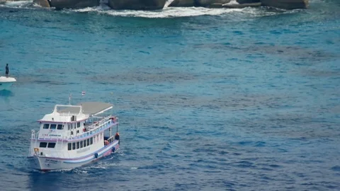 Ship in the blue sea Video stock 94396891