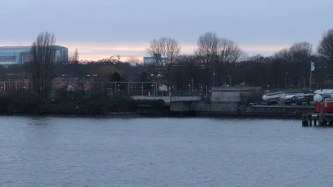 Ship boat with containers on river Stock Footage 101932358