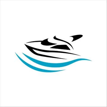 Ship boat logo design vector. sailing yacht on the water wave template concep Stock Illustration