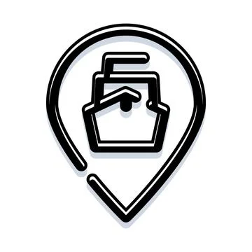 Ship boat navigation location pin icon concept Stock Illustration