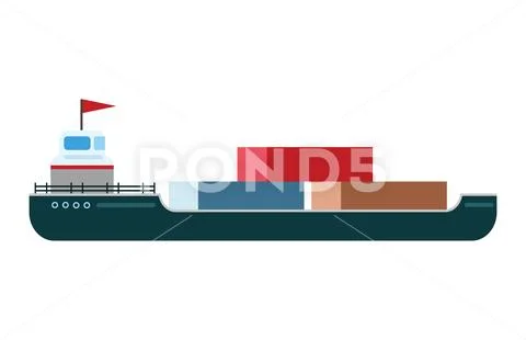Ship boat sea vector illustration isolated tanker silhouette shipping carrier Stock Illustration