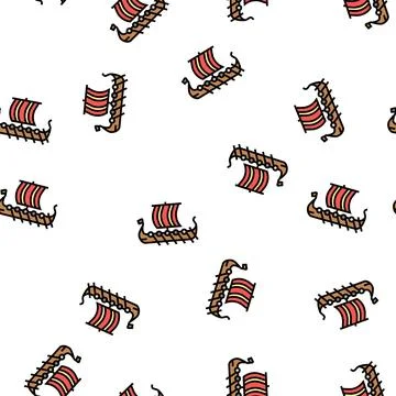 Ship boat viking vector seamless pattern Stock Illustration