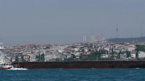 Ship in Bosporus Stock Footage 65267080