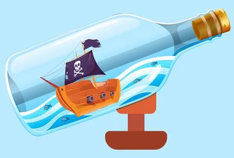 Ship In A Bottle Concept Illustration Stock Illustration