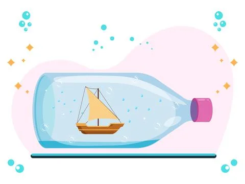 Ship In Bottle Concept Illustration Illustrazione stock
