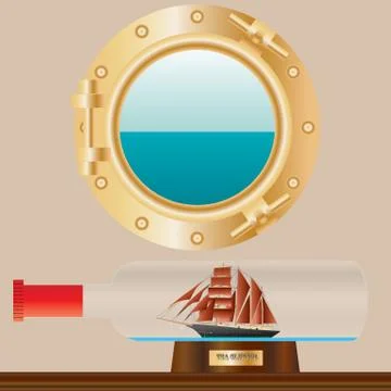 Ship in a bottle Stock Illustration